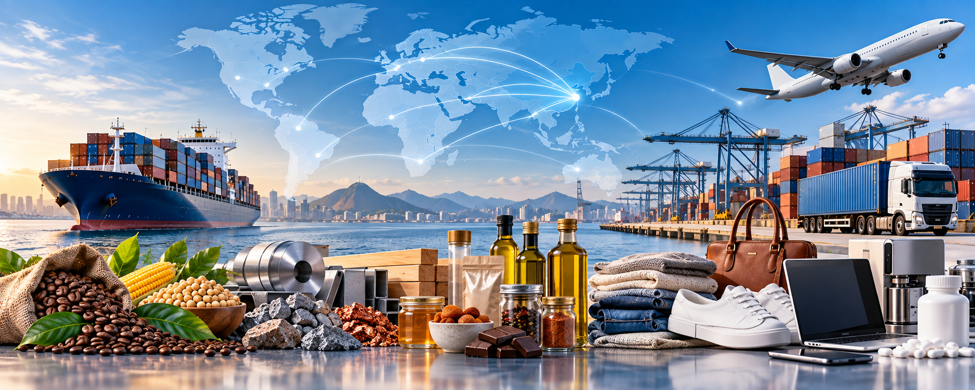 Panorama de comércio global e origens de fornecedores